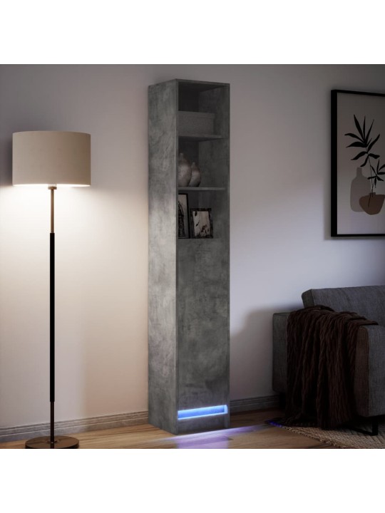 Kumode ar led, betona pelēka, 36x32,5x200 cm, inženierijas koks