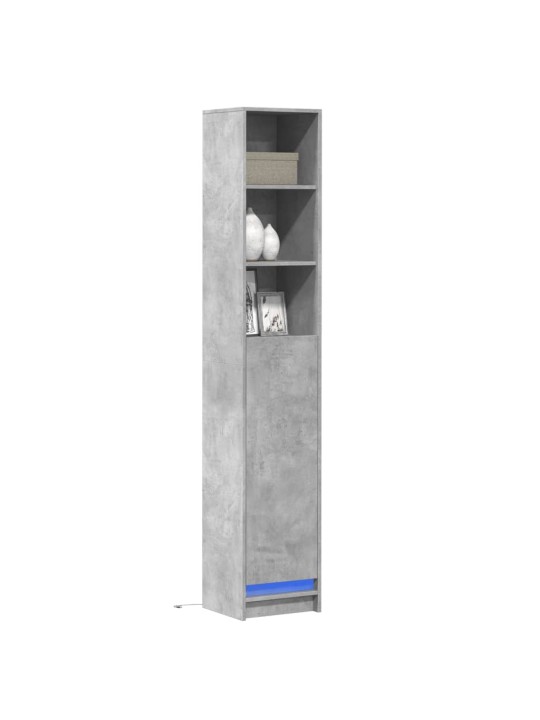 Kumode ar led, betona pelēka, 36x32,5x200 cm, inženierijas koks