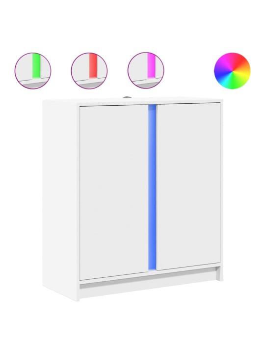 Kumode ar led, balta, 77x34x85 cm, inženierijas koks