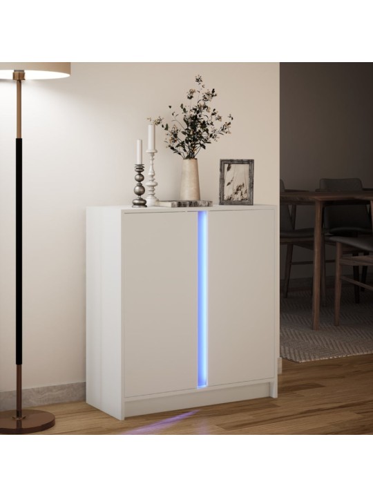 Kumode ar led, balta, 77x34x85 cm, inženierijas koks