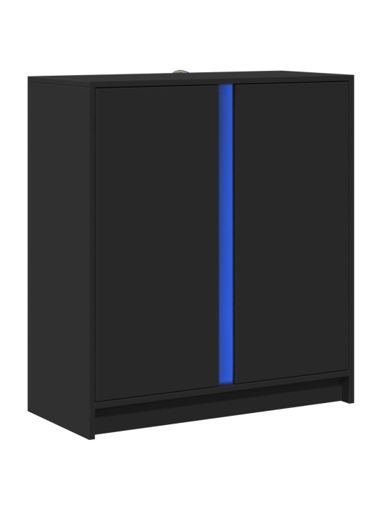 Kumode ar led, melna, 77x34x85 cm, inženierijas koks