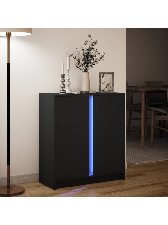 Kumode ar led, melna, 77x34x85 cm, inženierijas koks