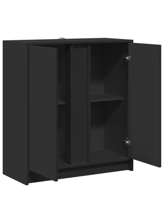 Kumode ar led, melna, 77x34x85 cm, inženierijas koks