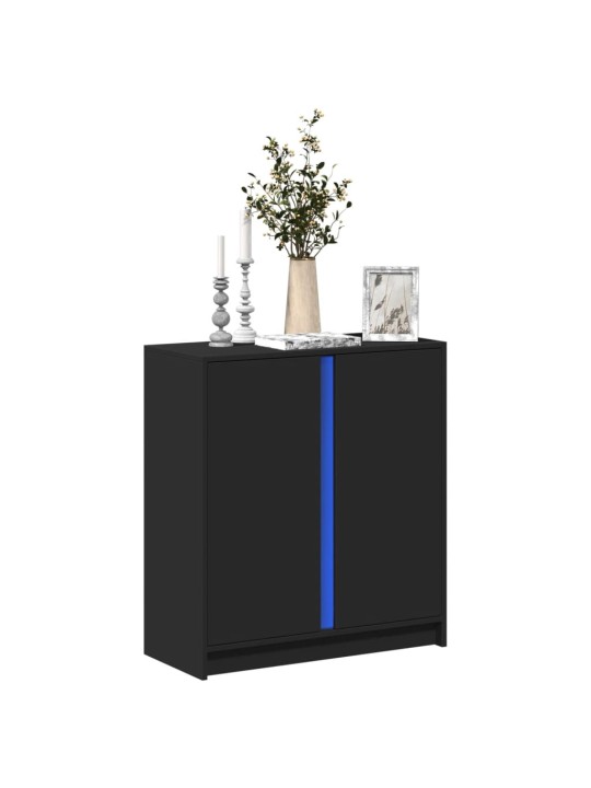 Kumode ar led, melna, 77x34x85 cm, inženierijas koks
