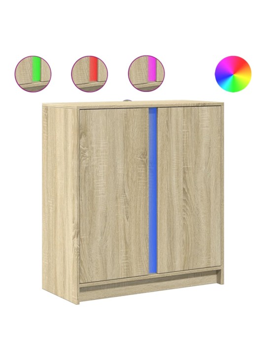 Kumode ar led, ozolkoka krāsa, 77x34x85 cm, inženierijas koks