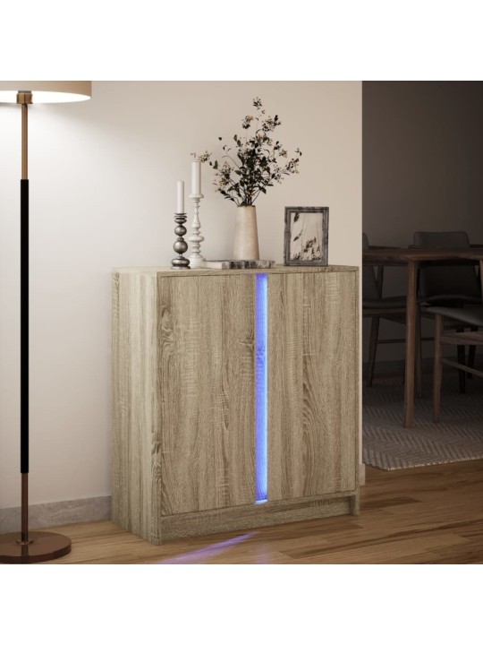 Kumode ar led, ozolkoka krāsa, 77x34x85 cm, inženierijas koks