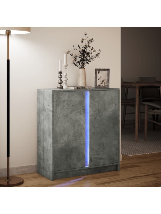 Kumode ar led, betona pelēka, 77x34x85 cm, inženierijas koks