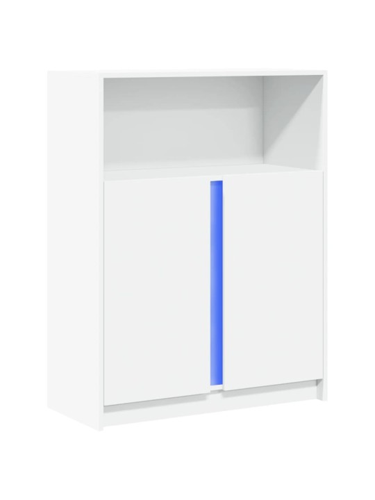 Kumode ar led, balta, 77x34x100 cm, inženierijas koks