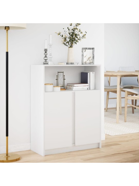 Kumode ar led, balta, 77x34x100 cm, inženierijas koks