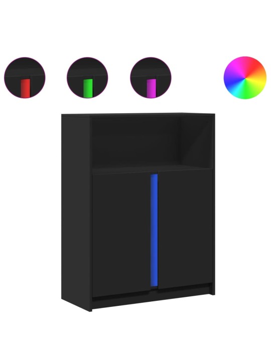 Kumode ar led, melna, 77x34x100 cm, inženierijas koks