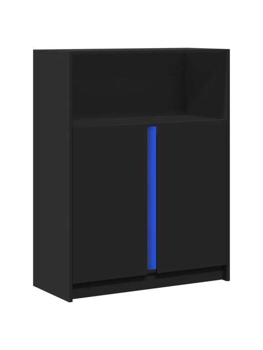 Kumode ar led, melna, 77x34x100 cm, inženierijas koks