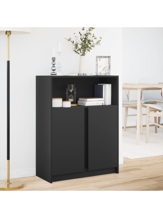 Kumode ar led, melna, 77x34x100 cm, inženierijas koks