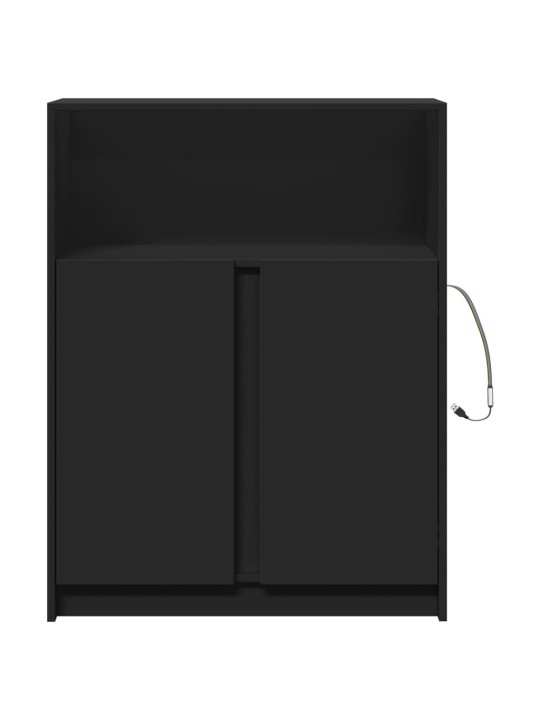 Kumode ar led, melna, 77x34x100 cm, inženierijas koks