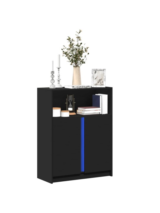 Kumode ar led, melna, 77x34x100 cm, inženierijas koks
