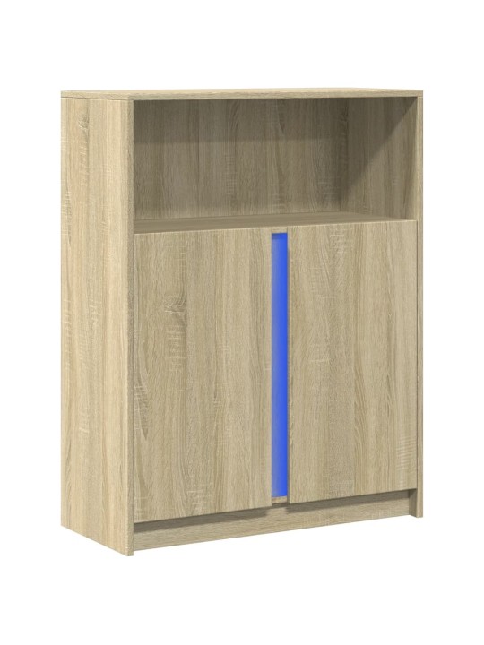 Kumode ar led, ozolkoka krāsa, 77x34x100 cm, inženierijas koks