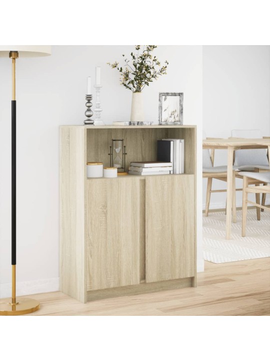 Kumode ar led, ozolkoka krāsa, 77x34x100 cm, inženierijas koks