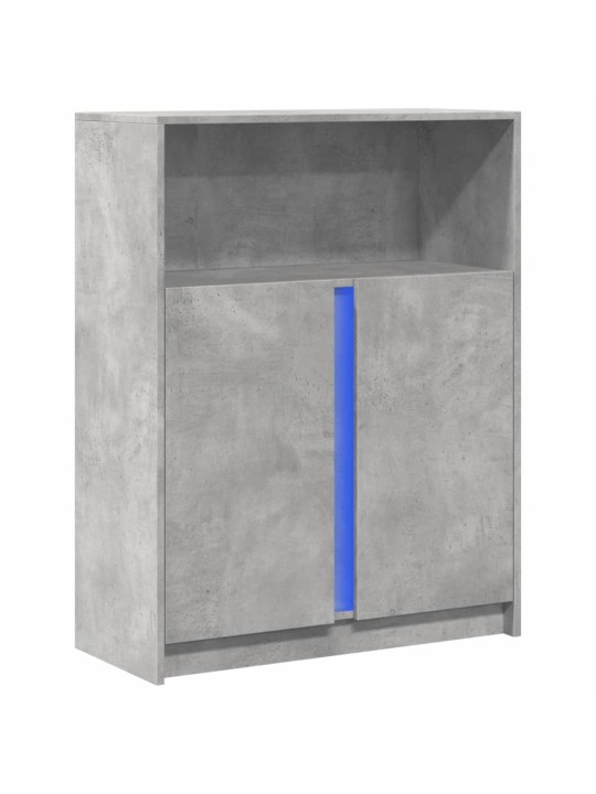 Kumode ar led, betona pelēka, 77x34x100 cm, inženierijas koks