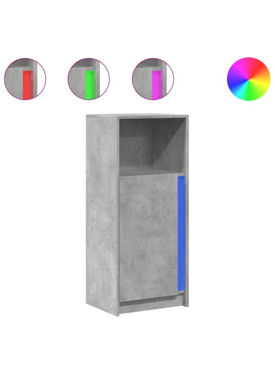 Kumode ar led, betona pelēka, 42,5x34x100 cm, inženierijas koks
