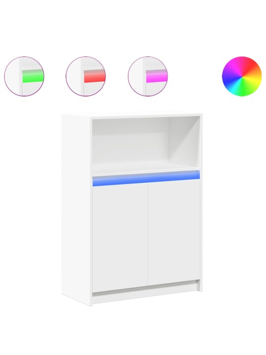 Kumode ar led, balta, 72x34x100 cm, inženierijas koks