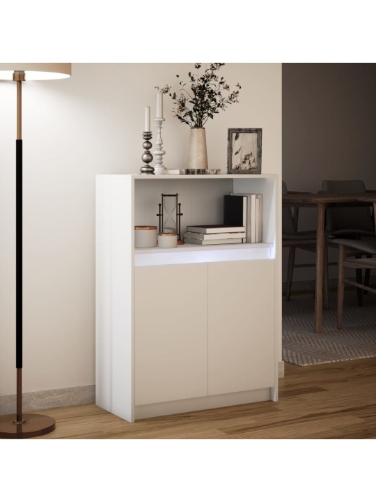 Kumode ar led, balta, 72x34x100 cm, inženierijas koks