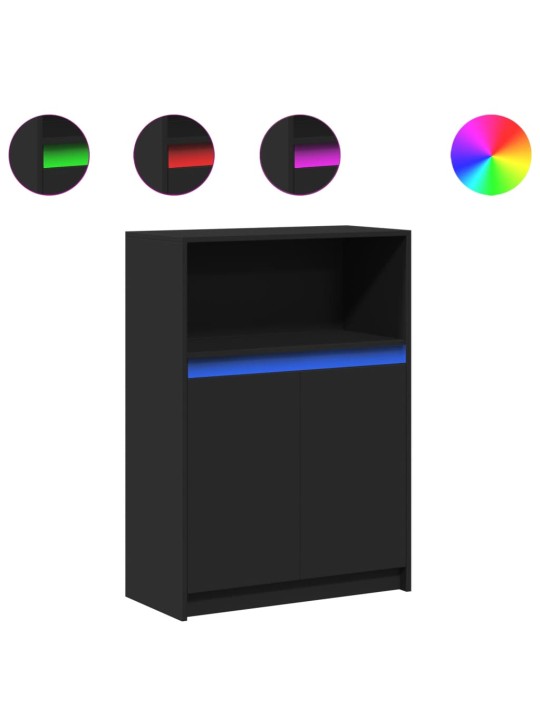 Kumode ar led, melna, 72x34x100 cm, inženierijas koks