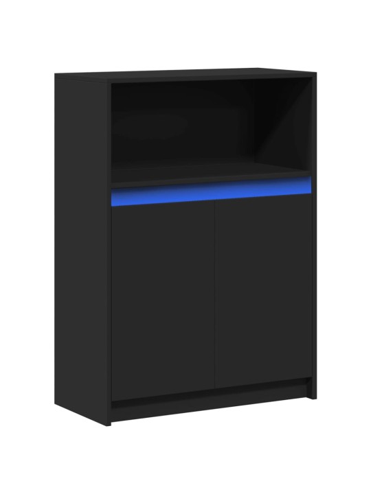 Kumode ar led, melna, 72x34x100 cm, inženierijas koks