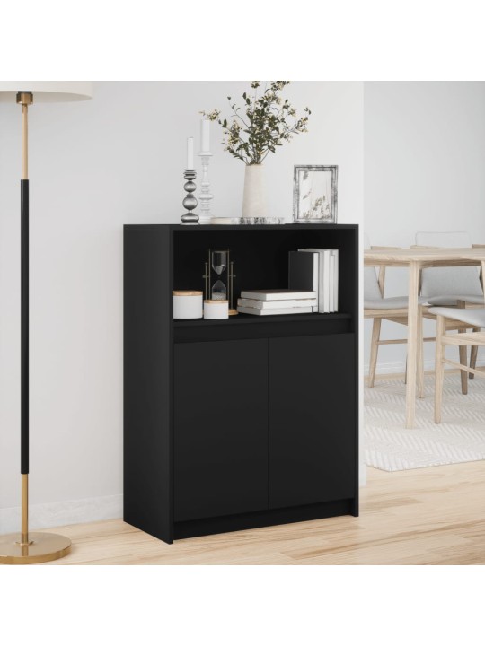 Kumode ar led, melna, 72x34x100 cm, inženierijas koks