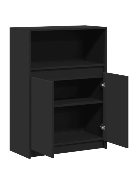 Kumode ar led, melna, 72x34x100 cm, inženierijas koks
