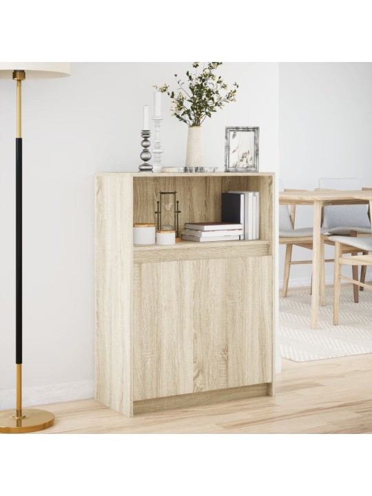 Kumode ar led, ozolkoka krāsa, 72x34x100 cm, inženierijas koks
