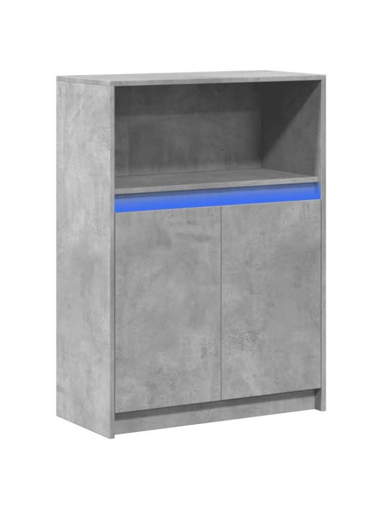 Kumode ar led, betona pelēka, 72x34x100 cm, inženierijas koks