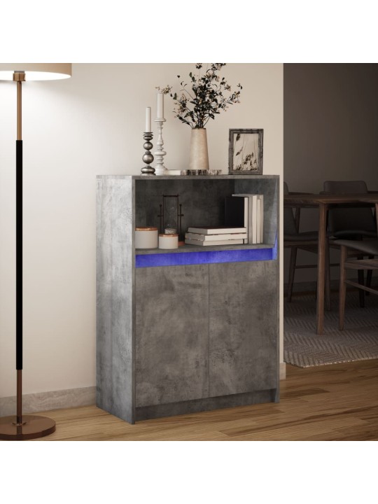 Kumode ar led, betona pelēka, 72x34x100 cm, inženierijas koks