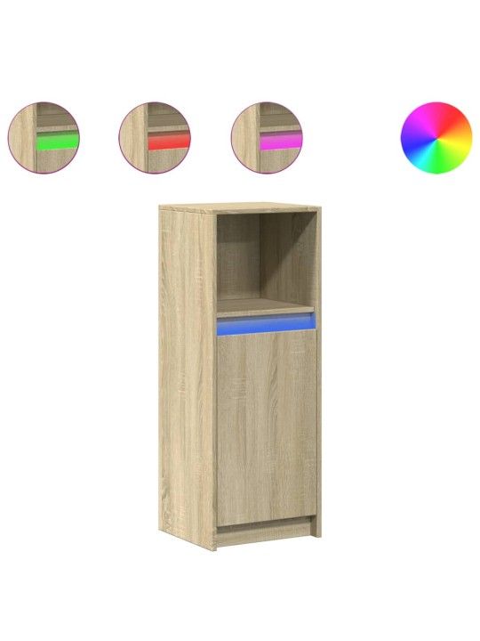 Kumode ar led, ozolkoka krāsa, 38x34x100 cm, inženierijas koks