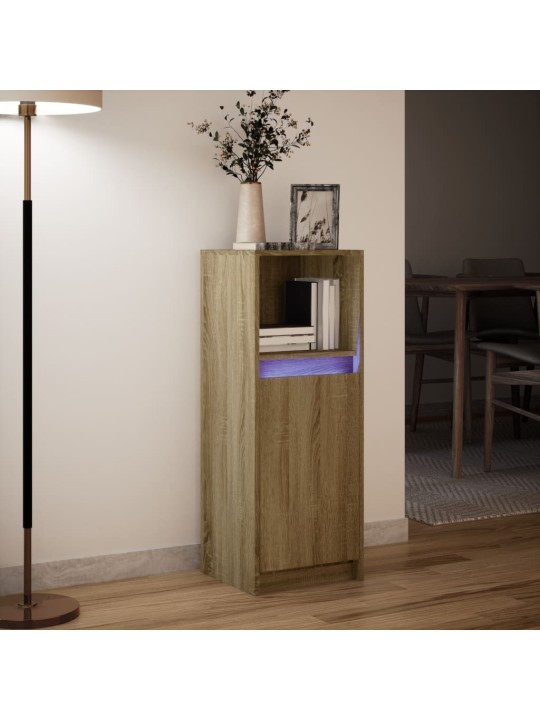 Kumode ar led, ozolkoka krāsa, 38x34x100 cm, inženierijas koks