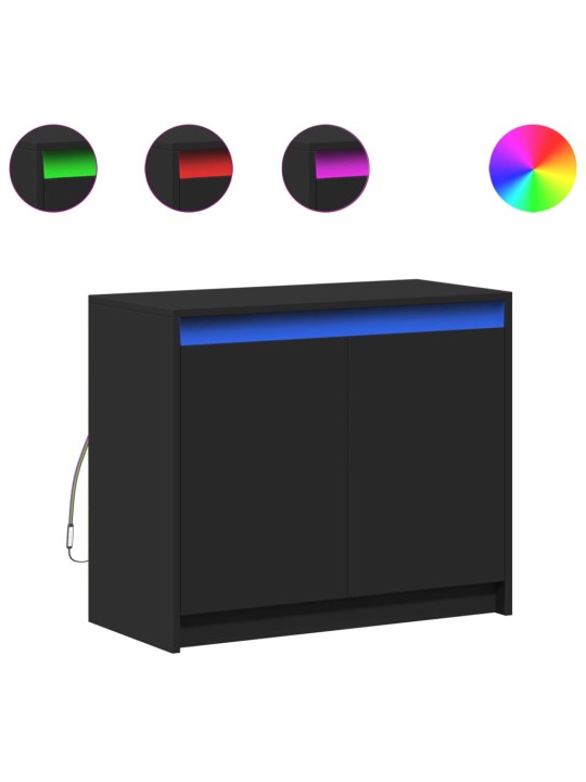 Kumode ar led, melna, 72x34x61 cm, inženierijas koks