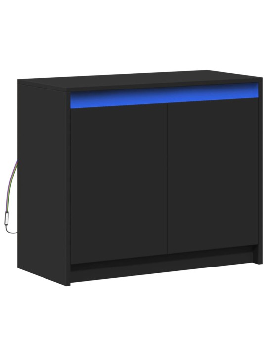 Kumode ar led, melna, 72x34x61 cm, inženierijas koks