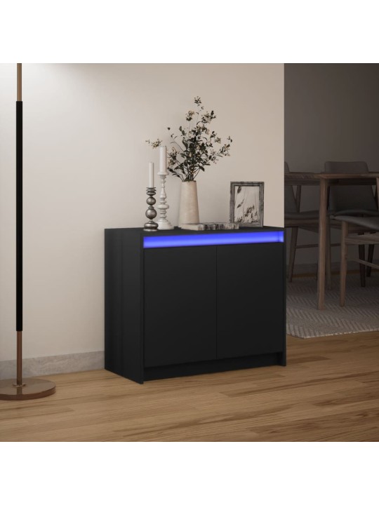 Kumode ar led, melna, 72x34x61 cm, inženierijas koks