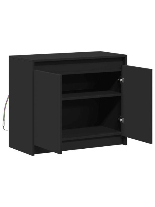 Kumode ar led, melna, 72x34x61 cm, inženierijas koks