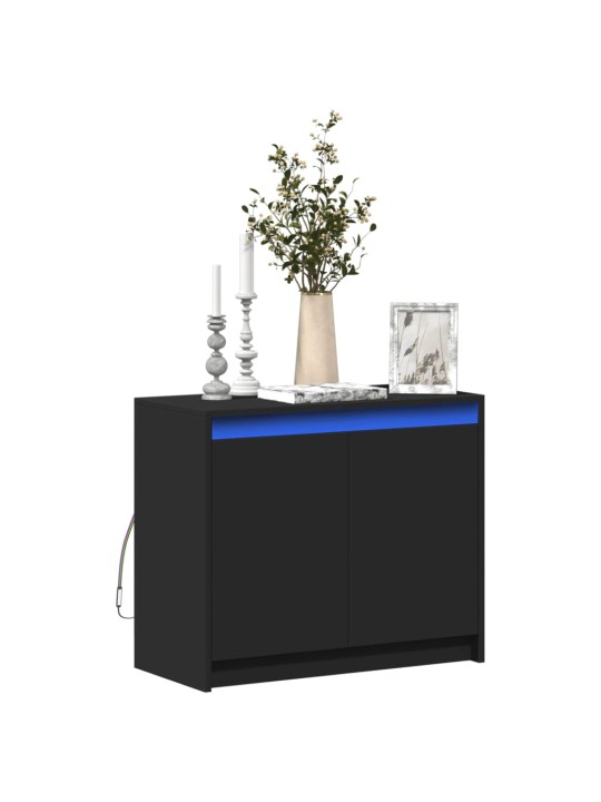 Kumode ar led, melna, 72x34x61 cm, inženierijas koks