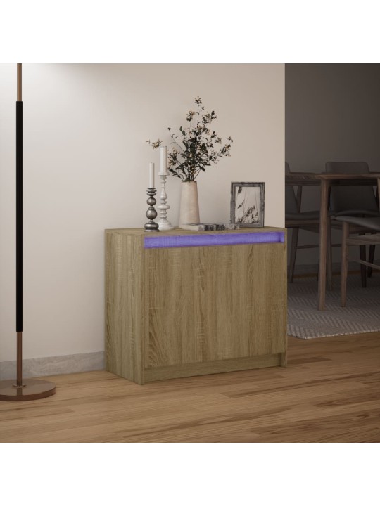 Kumode ar led, ozolkoka krāsa, 72x34x61 cm, inženierijas koks