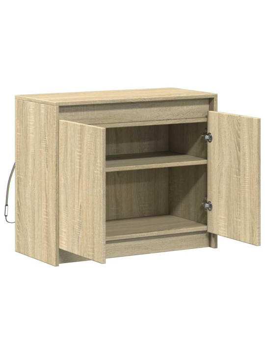 Kumode ar led, ozolkoka krāsa, 72x34x61 cm, inženierijas koks
