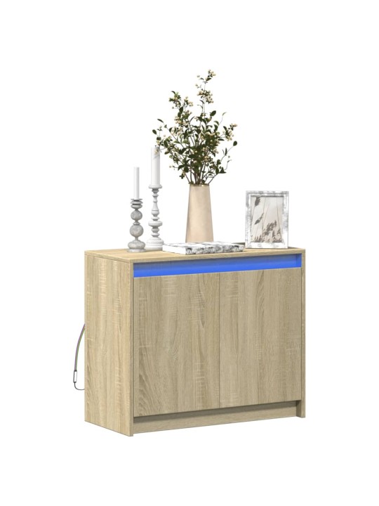 Kumode ar led, ozolkoka krāsa, 72x34x61 cm, inženierijas koks