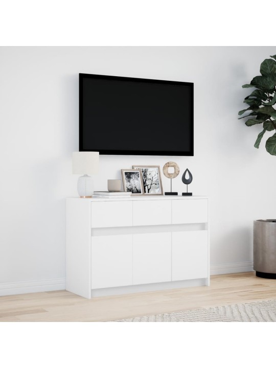 Tv skapītis ar led, balts, 91x34x61 cm, inženierijas koks