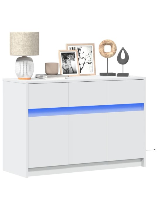 Tv skapītis ar led, balts, 91x34x61 cm, inženierijas koks