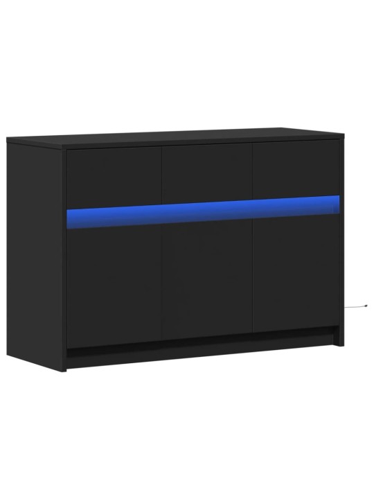 Tv skapītis ar led, melns, 91x34x61 cm, inženierijas koks