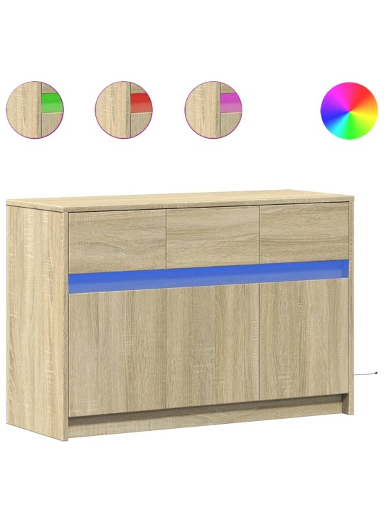 Tv skapītis ar led, koka krāsa, 91x34x61 cm, inženierijas koks