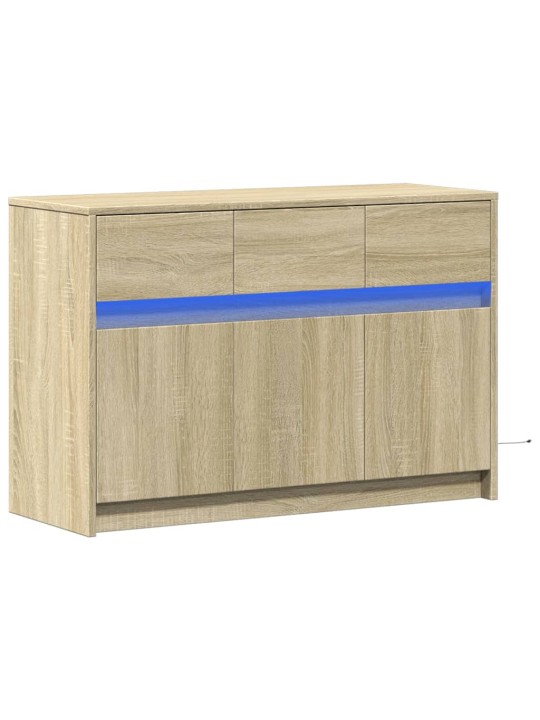 Tv skapītis ar led, koka krāsa, 91x34x61 cm, inženierijas koks