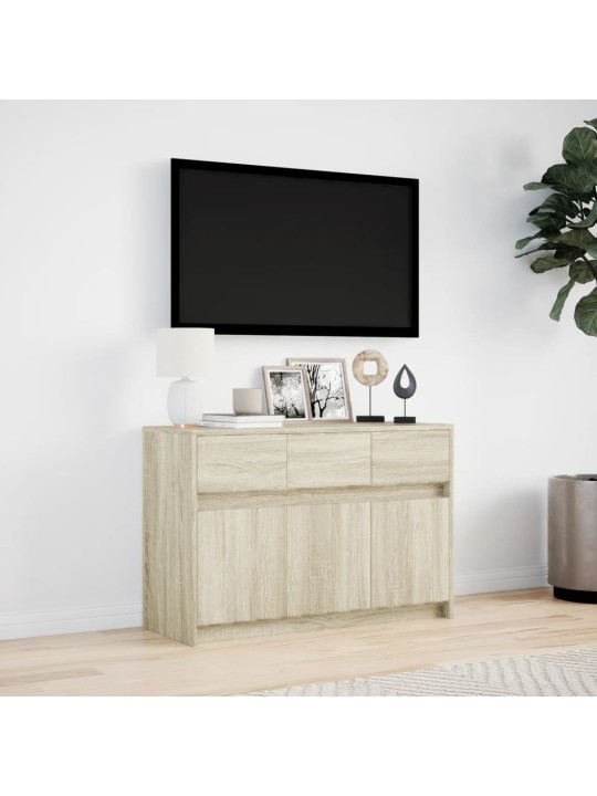 Tv skapītis ar led, koka krāsa, 91x34x61 cm, inženierijas koks