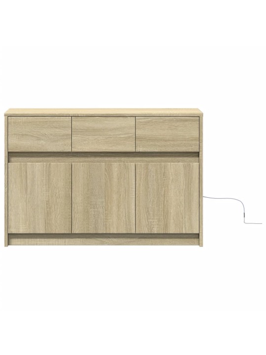 Tv skapītis ar led, koka krāsa, 91x34x61 cm, inženierijas koks