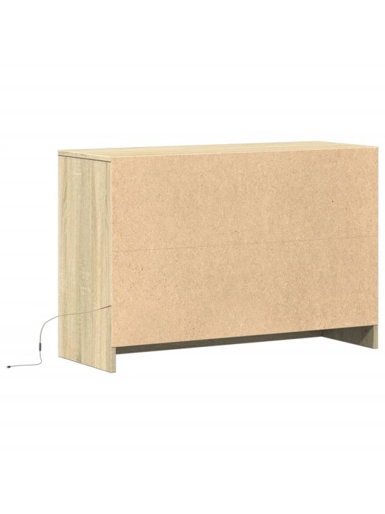Tv skapītis ar led, koka krāsa, 91x34x61 cm, inženierijas koks