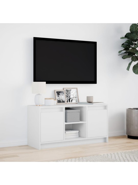Tv skapītis ar led, balts, 100x34x50 cm, inženierijas koks